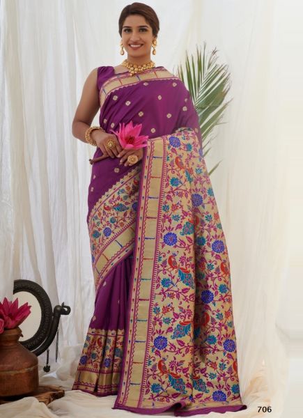 Purple Pure Paithani Silk Saree