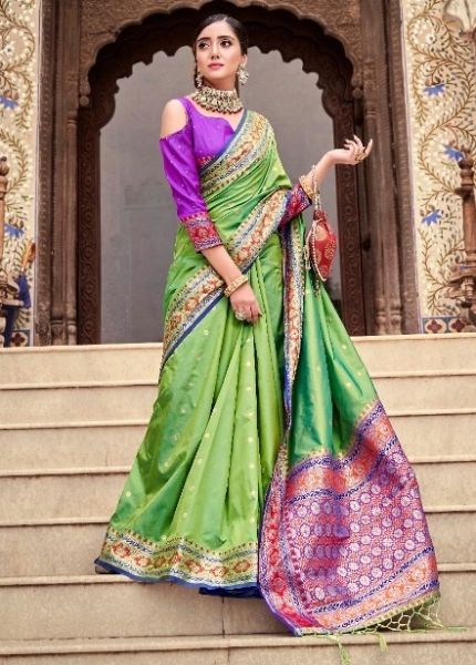 Light Green Soft Silk Weaving Saree