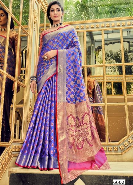Royal Blue Soft Zari Weaving Silk Patola Saree