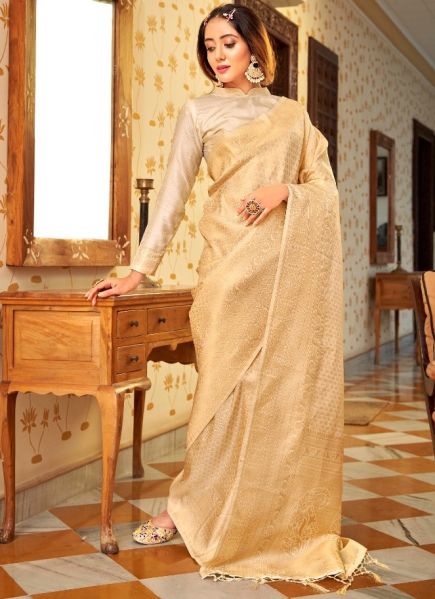 Burlywood Soft Handloom Weaving Silk Saree