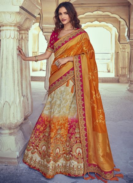Multicolor Banarasi Silk With Jacqard Weaving Wedding Lehenga Choli