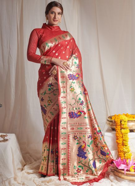 Red Paithani Silk Saree 