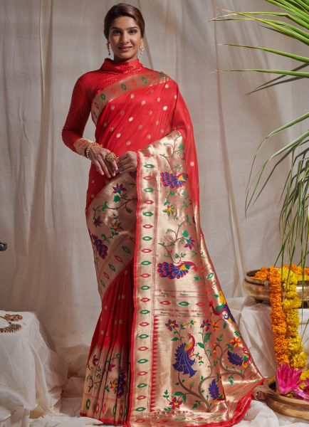 Red Paithani Silk Saree 