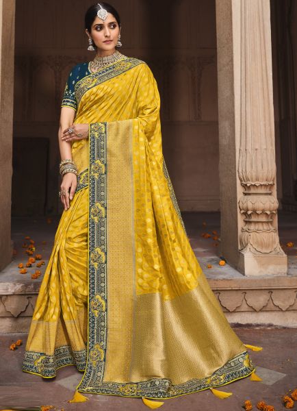 Mustard Yellow Banarasi Silk Saree (Rich Pallu) 