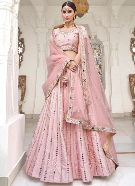 Pink Heavy Silk With Double Layer Heavy Can Can Wedding Lehenga Choli