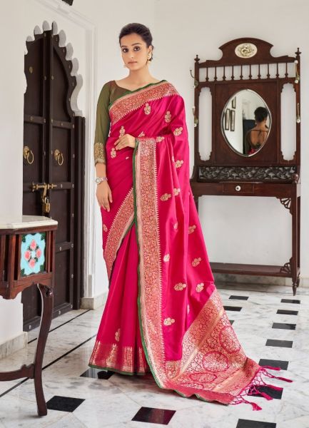 Deep Pink Soft Silk Weaving Saree
