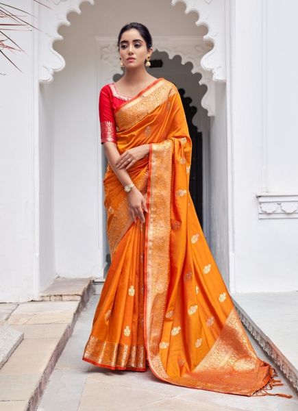 Orange Soft Silk Weaving Saree
