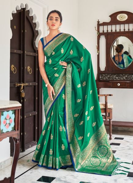 Sea Green Soft Silk Weaving Saree