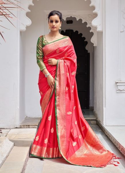 Light Red Soft Silk Weaving Saree