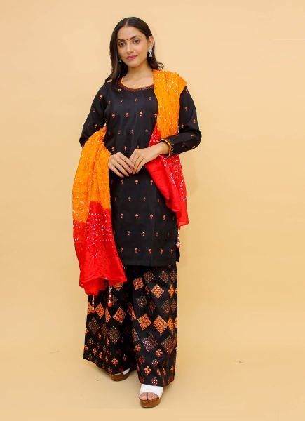 Black Silk Embroidered Party-Wear Trending Readymade Salwar Kameez