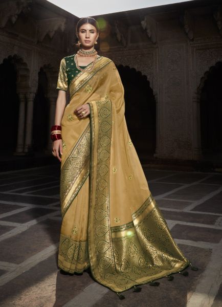 Burlywood Silk Paithani Weaving Festive-Wear Saree