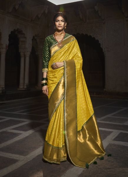Yellow Silk Paithani Weaving Festive-Wear Saree