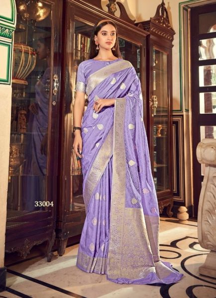 Light Lavender Soft Satin Silk Weaving Festive-Wear Saree