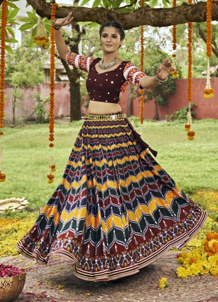 Multicolor Muslin Cotton Printed Festive-Wear Navratri Special Lehenga Choli