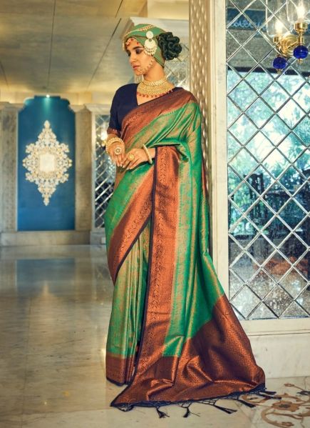 Light Green Soft Silk Weaving Festive-Wear Saree