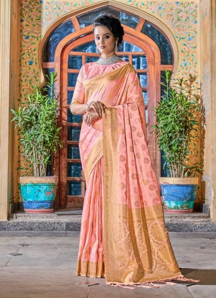 Pink Pure Satin Silk Weaving Festive-Wear Saree