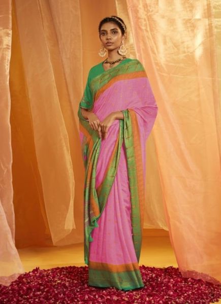Pink Brasso Weaving Festive-Wear Saree