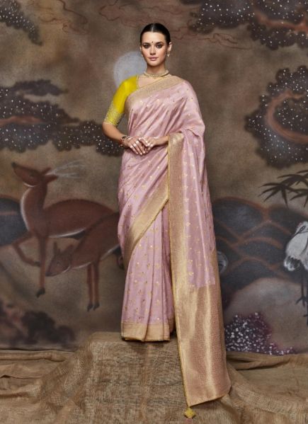 Light Pink Dola Silk Viscose Embroidered Party-Wear Saree