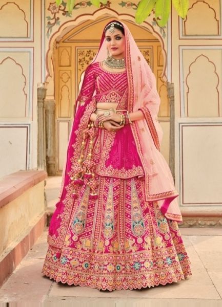 Magenta Silk With Handwork Wedding-Wear Bridal Lehenga Choli