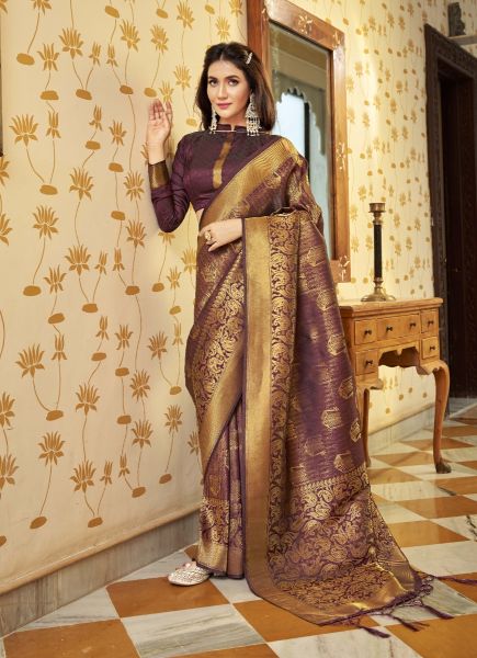 Maroon Handloom Weaving Silk Festive-Wear Saree