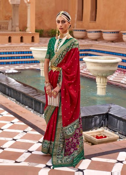 Red Patola Silk Weaving Party-Wear Saree