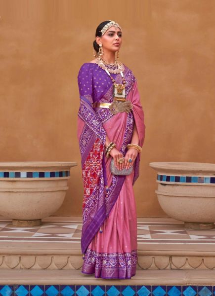 Hot Pink Patola Silk Weaving Party-Wear Saree