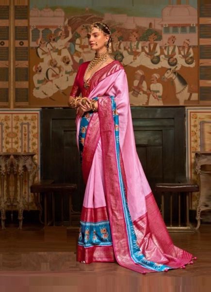 Pink Patola Silk Festive-Wear Saree
