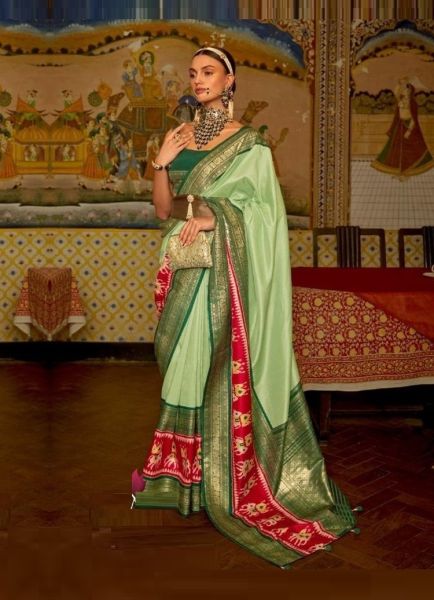 Light Green Patola Silk Festive-Wear Saree