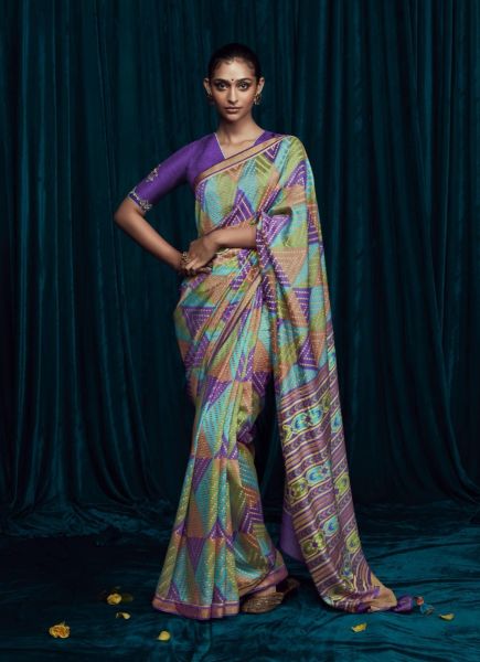 Multicolor Brasso Weaving Party-Wear Saree