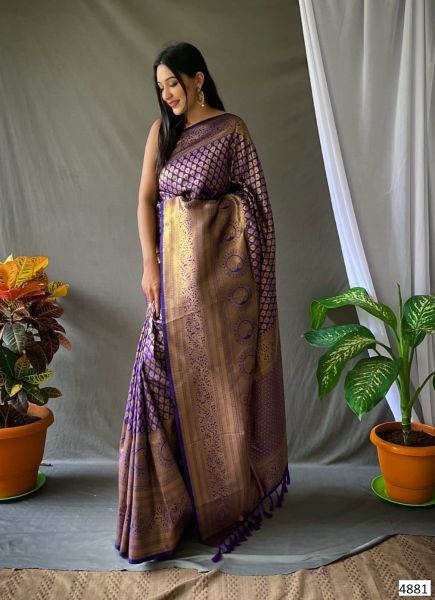Purple Soft Handloom Silk Saree
