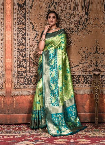 Light Green Weaving Festive-Wear Banarasi Silk Saree