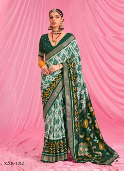 Multicolor Patola Silk Printed Saree For Traditional / Religious Occasions