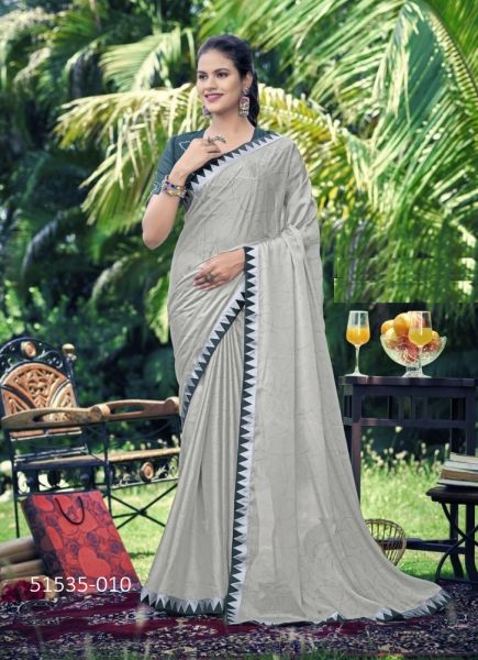 Light Gray Georgette Printed Fashionable Saree For Kitty Parties