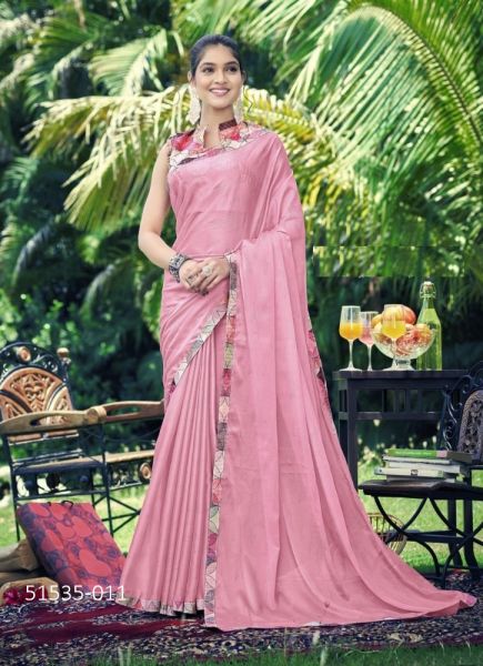 Pink Georgette Printed Fashionable Saree For Kitty Parties