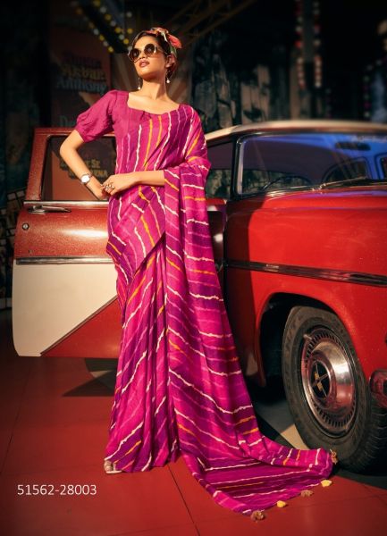 Purple & Magenta Dola Silk Digitally Printed Beautiful Saree For Kitty Parties