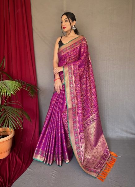 Purple Pure Patola Silk Weaving Party-Wear Saree