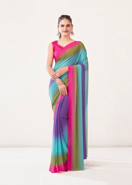 Multicolor Georgette Shaded Ready-To-Wear Saree [Alia Bhatt Inspired Collection]