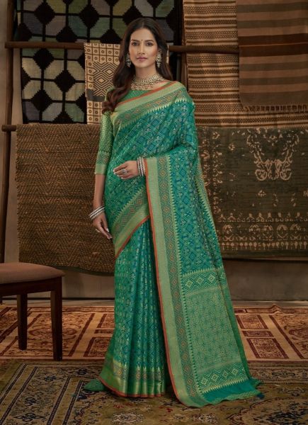 Sea Green Patola Silk Weaving Festive-Wear Saree