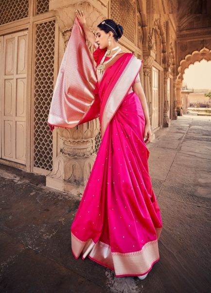 Magenta Banarasi Satin Silk Festive-Wear Saree