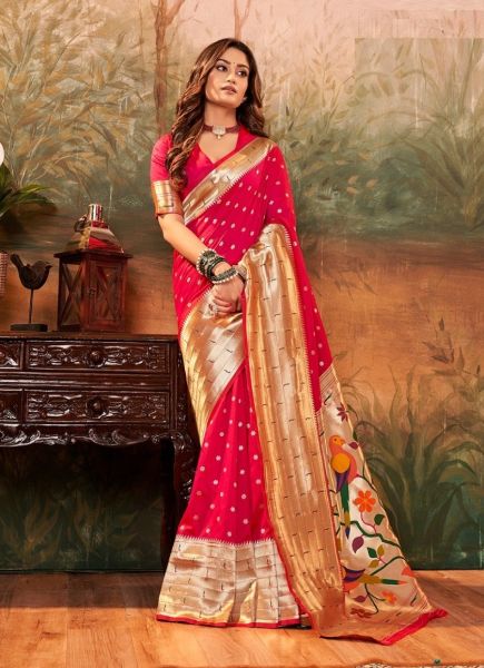 Magenta Paithani Silk Weaving Party-Wear Saree