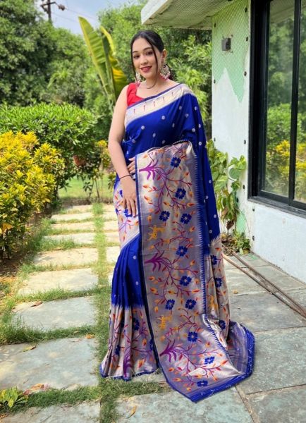Blue Paithani Weaving Silk Saree