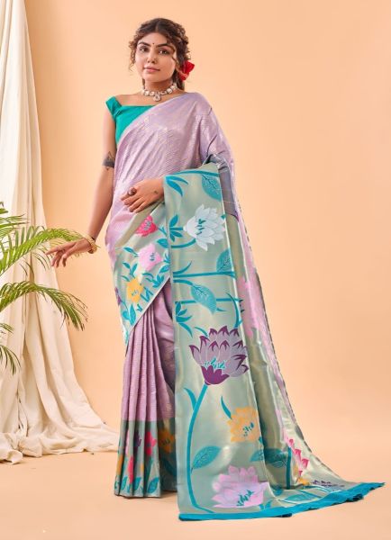 Lilac Pure Paithani Silk Party-Wear Saree