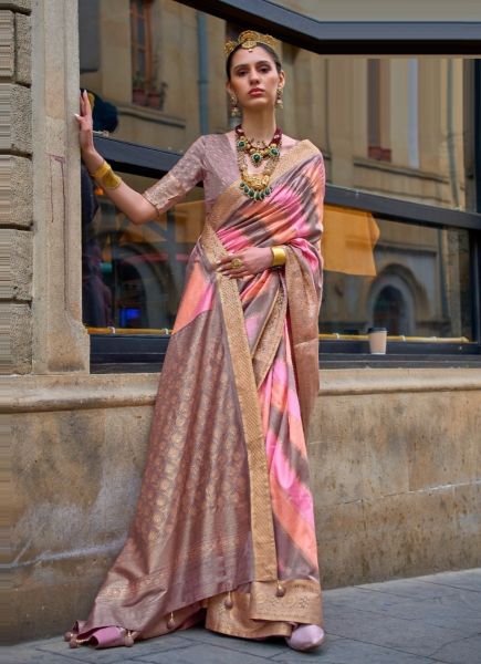 Pink & Mauve Silk Weaving Soft Silk Saree For Traditional / Religious Occasions